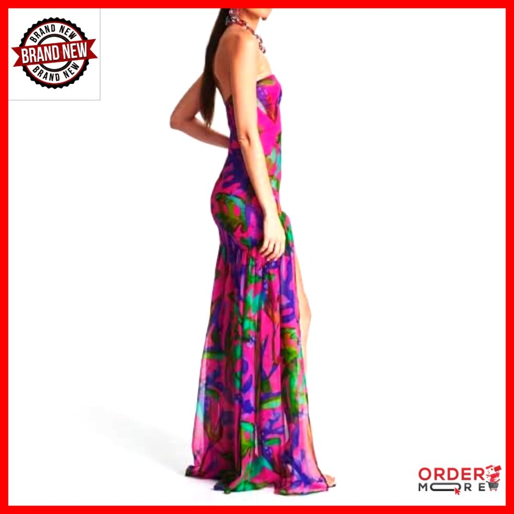 Strapless Maxi Dress with Mesh Patchwork High Sli… - image 3